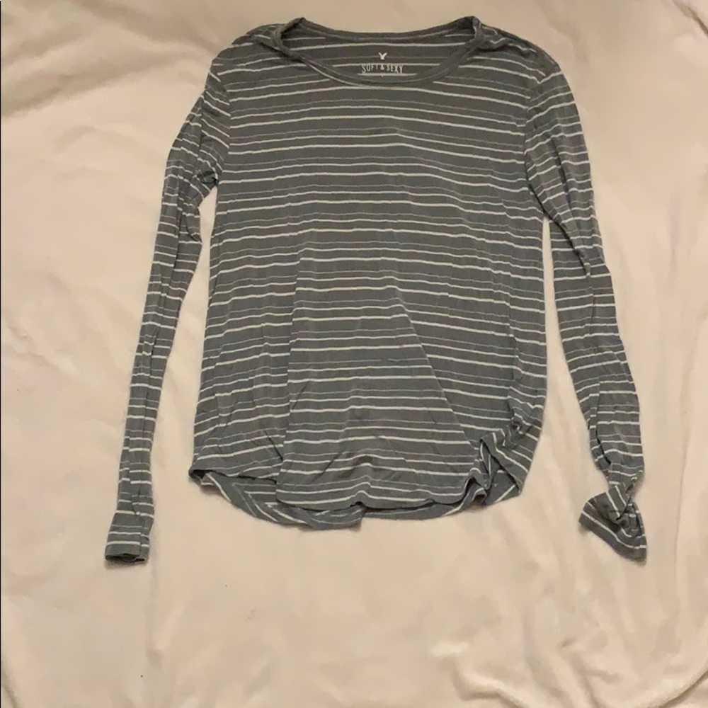 Green and white striped long sleeve